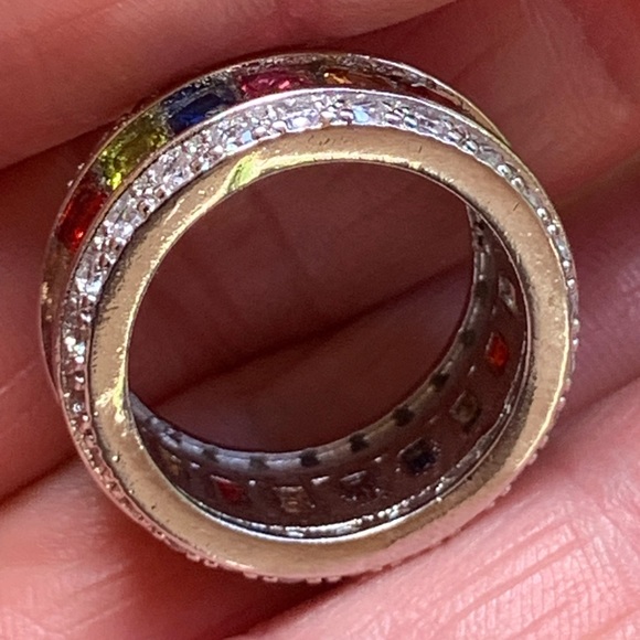 Colorful Square Cut Gem Ring - Picture 6 of 7